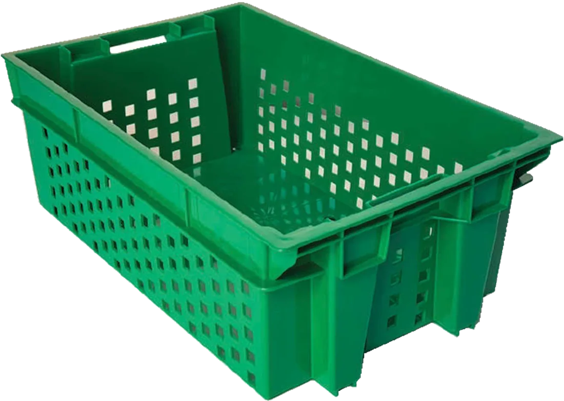 Green HDPE fruit and vegetable crate